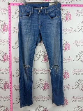 rag & bone jeans capri light Blue Slim Straight Distressed Jeans